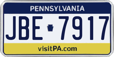 PA license plate JBE7917