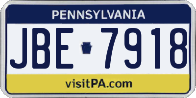 PA license plate JBE7918