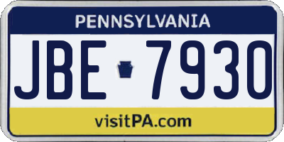 PA license plate JBE7930