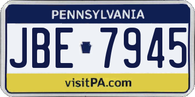 PA license plate JBE7945