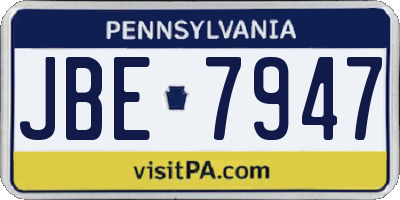 PA license plate JBE7947
