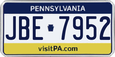 PA license plate JBE7952