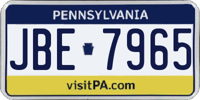 PA license plate JBE7965
