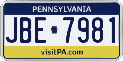 PA license plate JBE7981