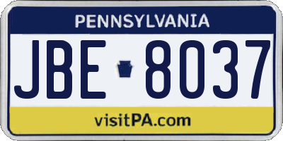 PA license plate JBE8037
