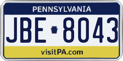PA license plate JBE8043
