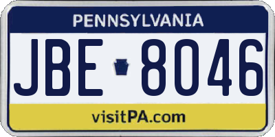 PA license plate JBE8046