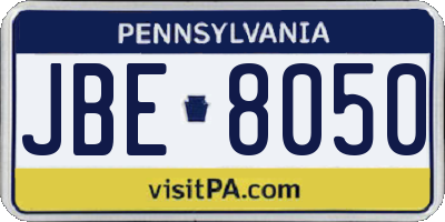 PA license plate JBE8050