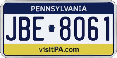 PA license plate JBE8061