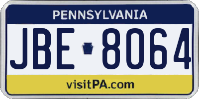 PA license plate JBE8064