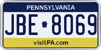 PA license plate JBE8069