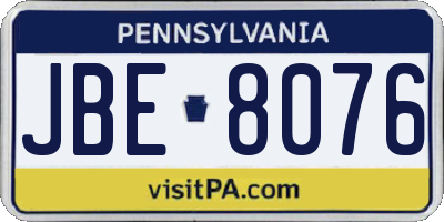 PA license plate JBE8076