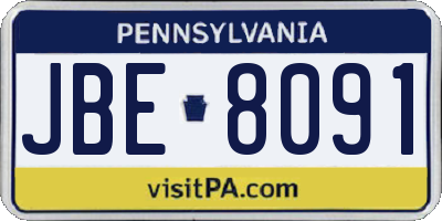 PA license plate JBE8091