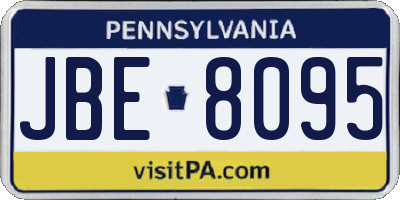PA license plate JBE8095