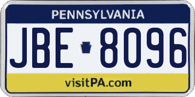 PA license plate JBE8096