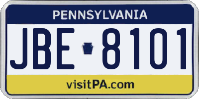 PA license plate JBE8101