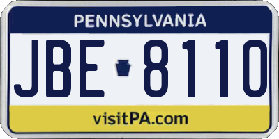 PA license plate JBE8110