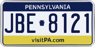 PA license plate JBE8121