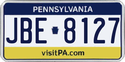 PA license plate JBE8127