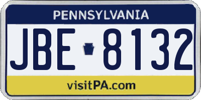 PA license plate JBE8132