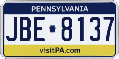 PA license plate JBE8137