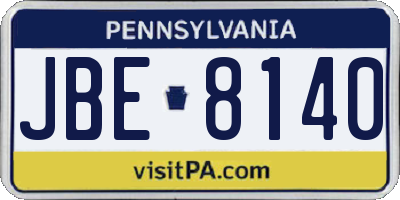 PA license plate JBE8140
