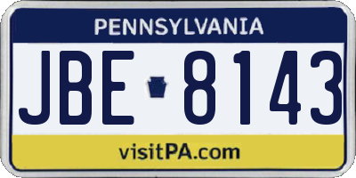 PA license plate JBE8143