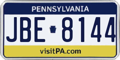 PA license plate JBE8144