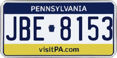 PA license plate JBE8153