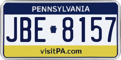 PA license plate JBE8157