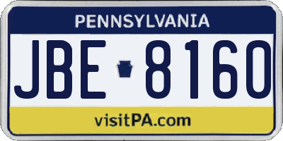 PA license plate JBE8160