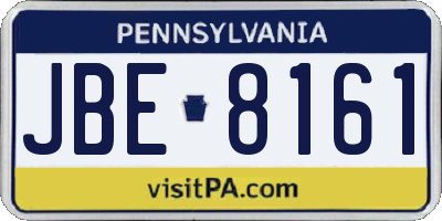 PA license plate JBE8161