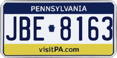 PA license plate JBE8163