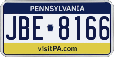 PA license plate JBE8166