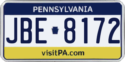 PA license plate JBE8172