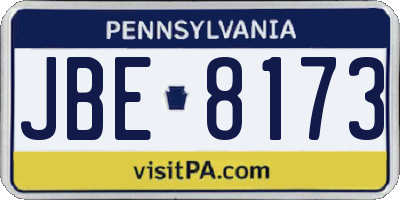 PA license plate JBE8173