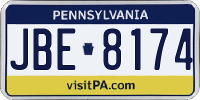 PA license plate JBE8174