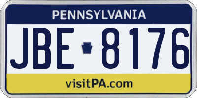 PA license plate JBE8176