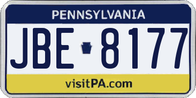 PA license plate JBE8177