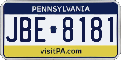 PA license plate JBE8181