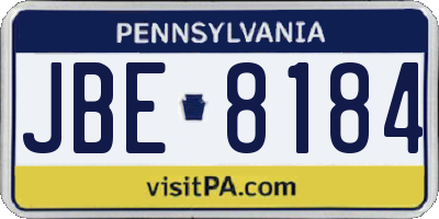 PA license plate JBE8184