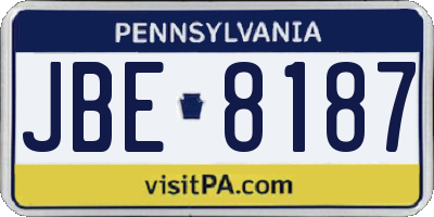 PA license plate JBE8187