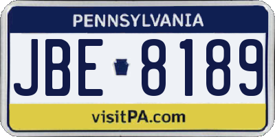 PA license plate JBE8189