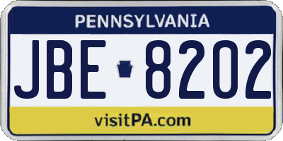 PA license plate JBE8202