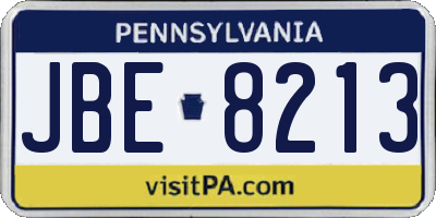 PA license plate JBE8213