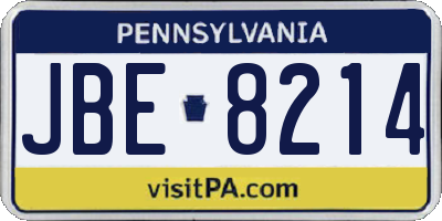 PA license plate JBE8214