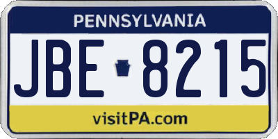 PA license plate JBE8215