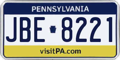PA license plate JBE8221