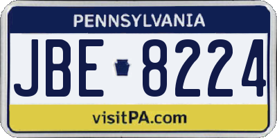 PA license plate JBE8224