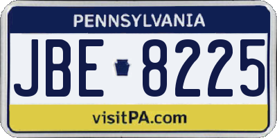 PA license plate JBE8225